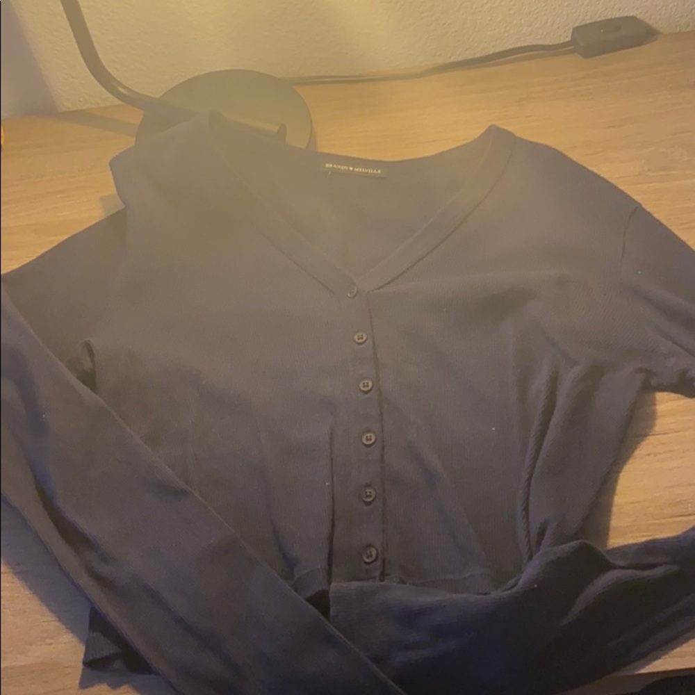 navy blue brandy long sleeve with buttons